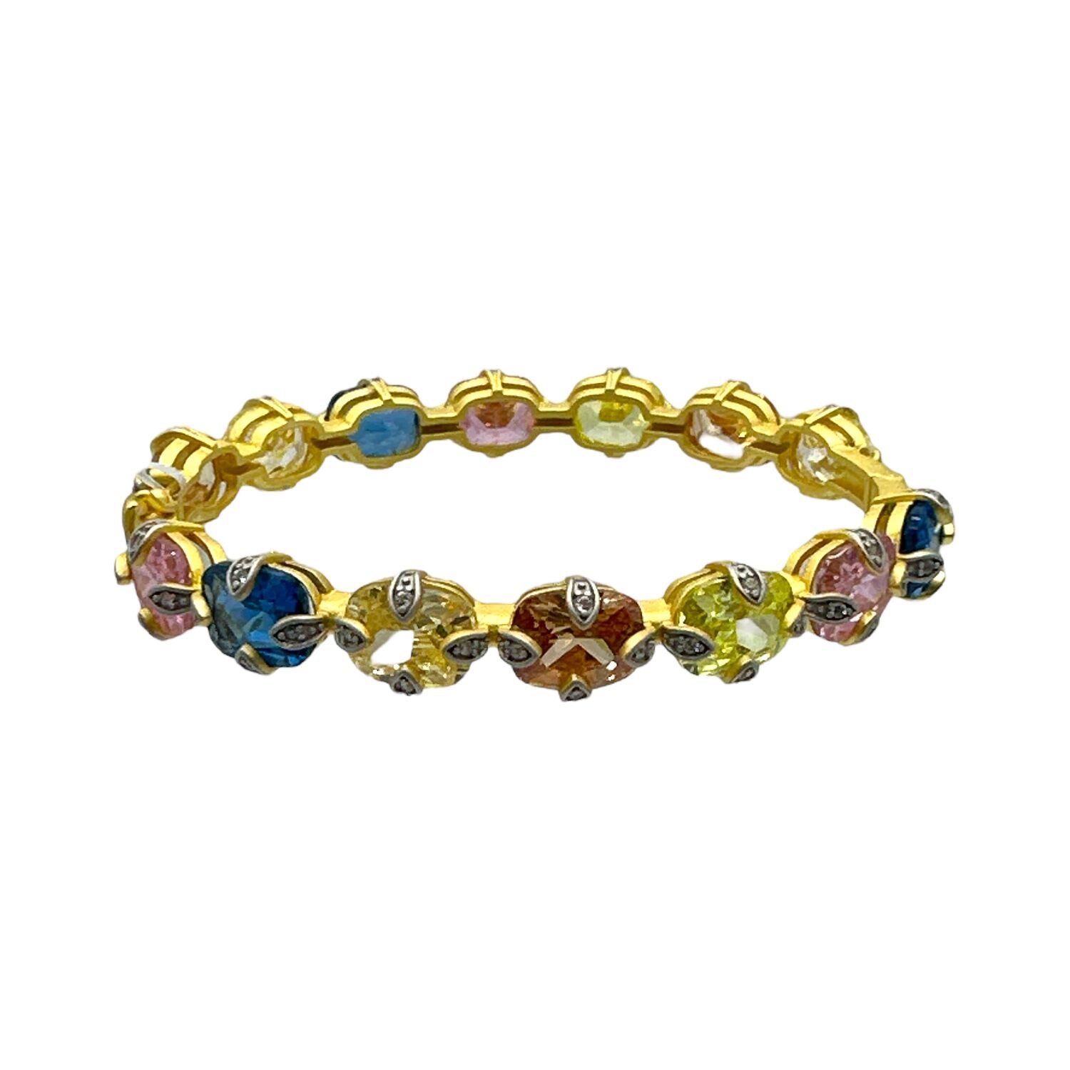 Sterling silver gold plated gem bangle