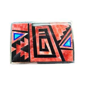 Sterling Silver, Turquoise, Coral & Bear Claw Belt Buckle