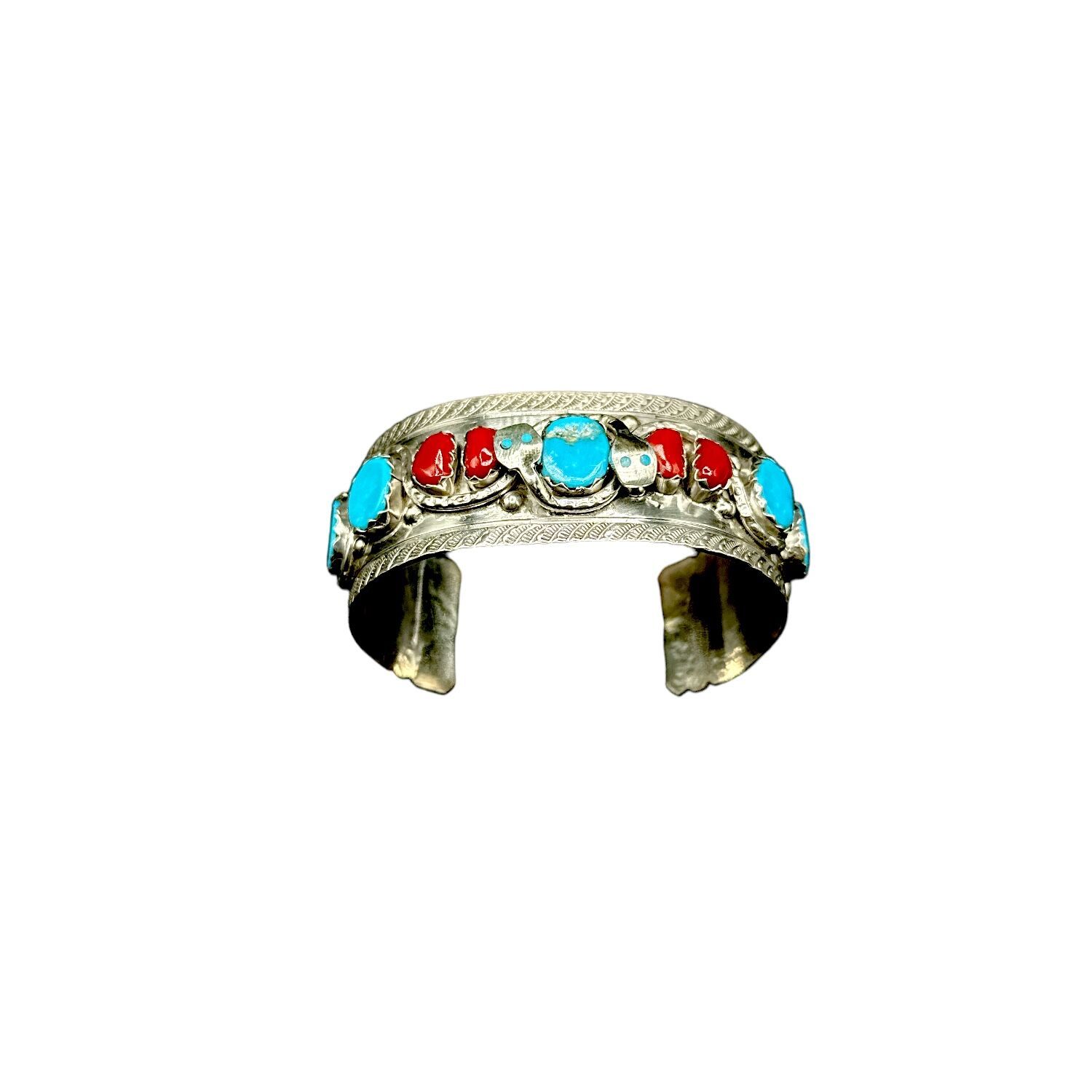 19g Zuni Effie C Sterling Silver Turquoise Coral top Large Ring 12 Native